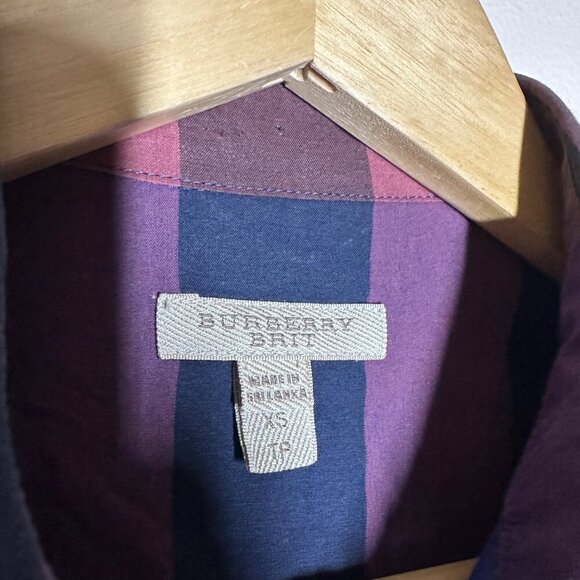 Burberry Brit Plaid Button Up Shirt Womens Size XS Luxe Preppy Academia Classic - Picture 4 of 7